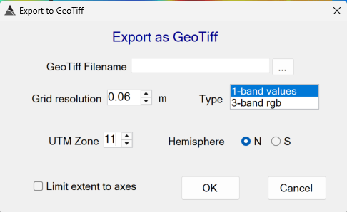 Export to GeoTiff dialog